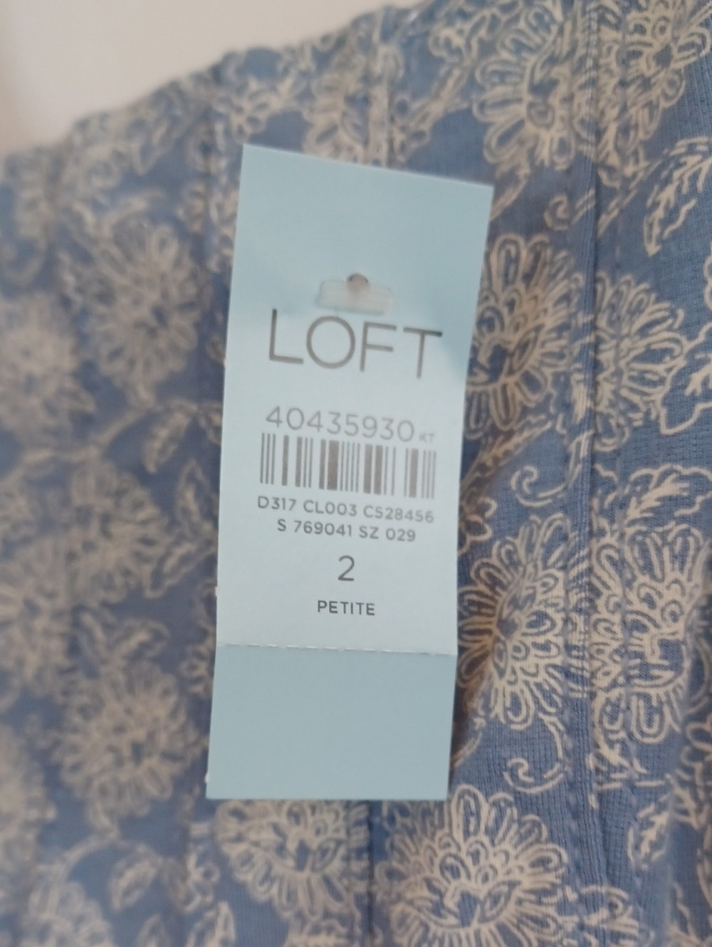 Loft Floral Tank Dress. Sz.2P. Light Blue & White. Lined. 35" Length. NWT! - Picture 6 of 7